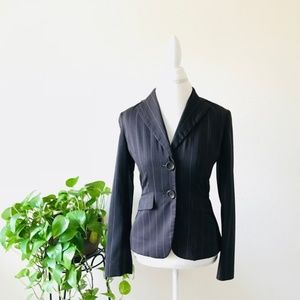 Ann Taylor Wool Blend Striped Career Blazer Size 0